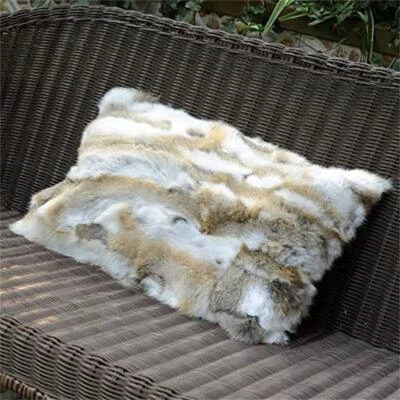 100% Real Rabbit Fur Pillowcase Single Side Fur Sofa Chair Cushion Cover 18x20'' - Image 1 of 4