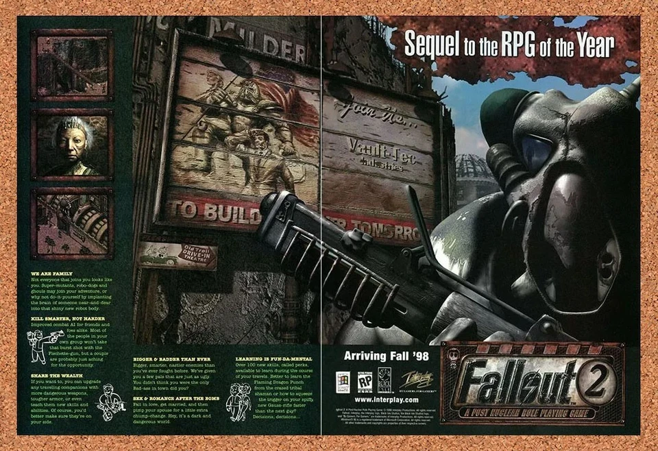 1998 Fallout 2 PC Original Advertisement / Retro Promo v2 - Image 1 of 2