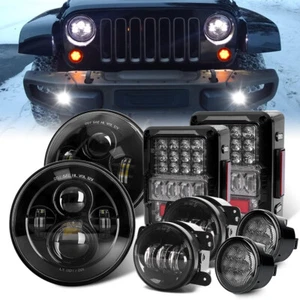 8pc For Jeep Combo Kit 7'' Headlights Tail Light 4in Fog Light Turn Signal Lamp - Foto 1 di 16