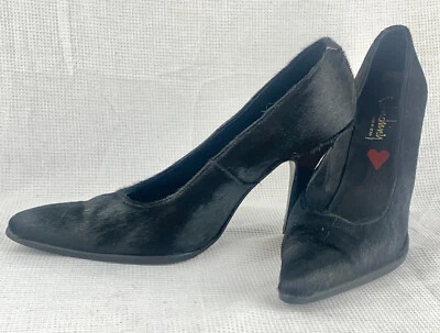 Zapatos de tacón de aguja LUICHINY vintage de piel negra talla 10 de EE. UU., excelente estado Foto 1 de 4