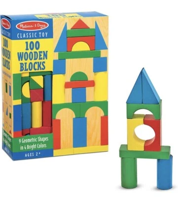 Melissa & Doug Wooden Building Blocks Set  100 Blocks in 4 Colors and 9 Shapes - Image 1 of 4