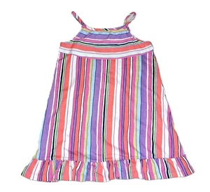 Girls HANNA ANDERSSON cotton knit dress 110 5 neon striped 2011 boutique summer - Picture 1 of 4