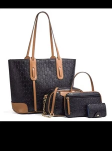Women's 4PCs Tote Crossbody Shoulder Handbag Top Handle Satchel Work Bag Clutch - Picture 1 of 4