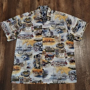 High Seas Trading Co. All Over Print Button Shirt San Diego Large Made In USA - Bild 1 von 6