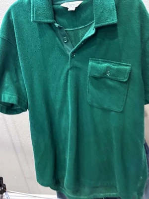 CAMISA POLO COMO NUEVA J Crew Terry Paño Verde Mar Grande L  Foto 1 de 4