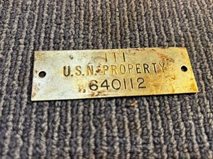 Vtg. United States Navy Uniform Locker Number Plate Solid Brass - Picture 1 of 4