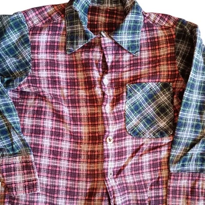 Camisa Vintage Niños 8 Años 50 Hecha a Mano Franela Country Abotonada 1De 1 Sombra PLAID Foto 1 de 4