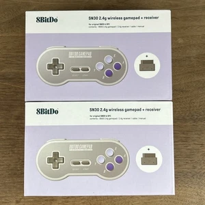 8BitDo SN30 2.4G Controllers - Super Nintendo SNES & SFC - NA Theme - Lot of 2 - Picture 1 of 3