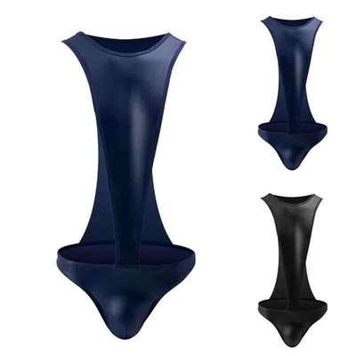Herren Unterwäsche Kunstleder Singlet Ringeranzug Einfarbig Overall - Bild 1 von 4
