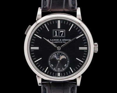 A. Lange and Sohne 384.029 Saxonia Moon Phase 18K White Gold Black Dial - Image 1 of 4