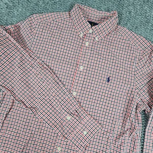 Ralph Lauren Langarmhemd Jungen XL 18-20 rot schwarz kariert Button Down - Bild 1 von 7