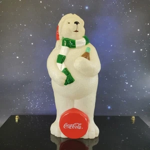 VTG Coca-Cola Polar Bear Blow Mold 10" Light Topper Hard Plastic Christmas  - Picture 1 of 9