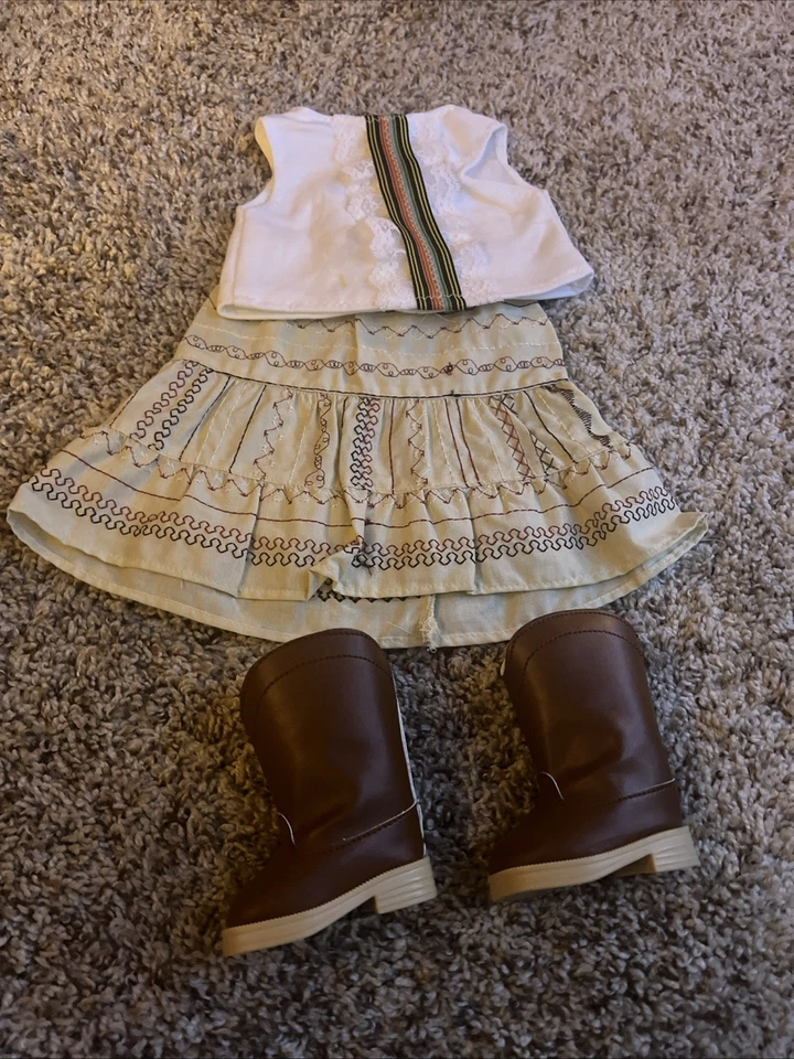 "Juego de ropa para muñeca American Girl casera de 18"", camiseta sin mangas, falda y botas" Foto 1 de 1