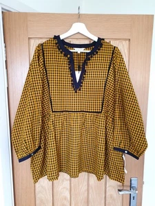 NEW East Indian cotton smock top shirt kurta boho hippy blouse ethnic tunic l xl - Picture 1 of 20