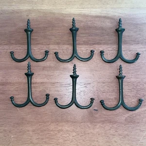 6 antike Gusseisen Unter Regal Befestigung Schraub Doppel Kleiderhaken Hardware - Bild 1 von 10