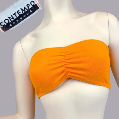OS Vintage Años 90 CONTEMPO CASUALS Naranja Tubo Top Playa Festival Totalmente Y2K Años 90 Foto 1 de 4