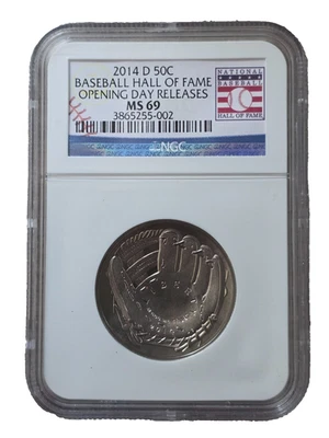 #12 – NGC 2014-D Baseball Hall of Fame Half Dollar – Opening Day Release MS69 - Image 1 of 2