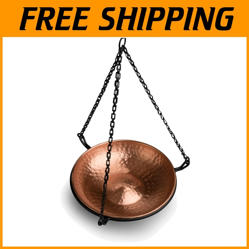 Monarch Abode 17065 Hanging Hammered Copper Bird Bath