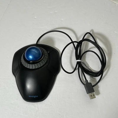 Kensington Orbit Trackball Scroll Ring Mouse Tested Working M01047 Black Blue - Image 1 of 4