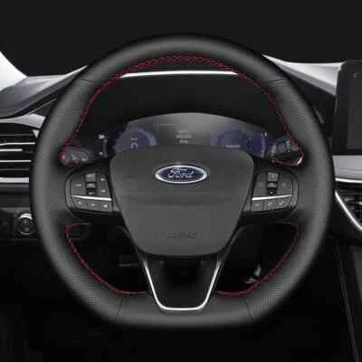 For Ford Focus Fiesta ST 2017-20 Kuga Puma ST 2019 Leather Steering Wheel Cover - Image 1 of 4