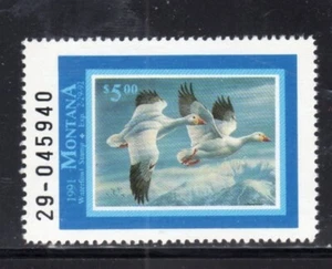 USA (100MO) 1991 5 $ MONTANA WATERFOWL MINT VF NH O.G aa - Bild 1 von 1