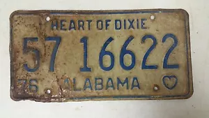 1976 ALABAMA Heart of Dixie License Plate 57 16622 - Picture 1 of 1