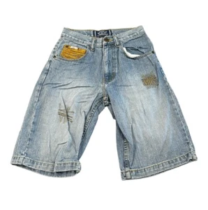 Y2K Enyce Boys Sz 8 Shorts Jean Denim Hiphop Baggy Skater Embroidered Streetwear - Picture 1 of 6
