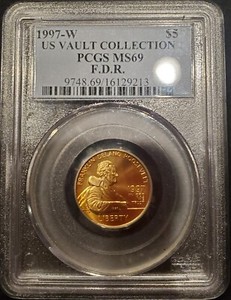1997-W U.S. Vault Collection F.D.R. PCGS MS-69 Franklin Delano Roosevelt $5 GOLD