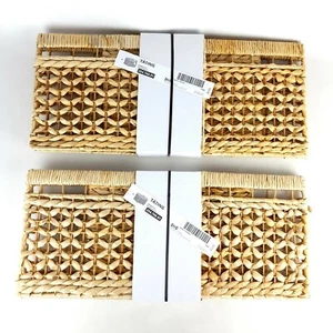 (Lot of 2) Ikea TÄTING Storage Basket Hand-Woven Banana/ Rattan 13 ¾ x 9 ¾x 9 ¾" - Picture 1 of 3