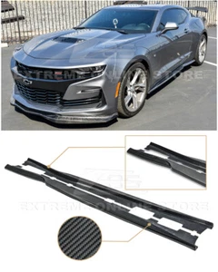 CARBON FIBER T6 Style Side Skirts Panels Extension For 16-Up Camaro SS | RS - Picture 1 of 11
