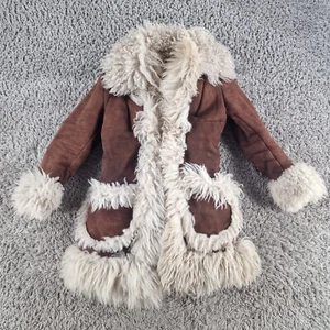 Vintage Lammfellmantel Damen klein Leder Afghan Penny Lane Shearling - Bild 1 von 13