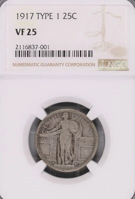 1917 Type 1 Standing Liberty Silver Quarter NGC VF-25 #7-001 - Image 1 of 2