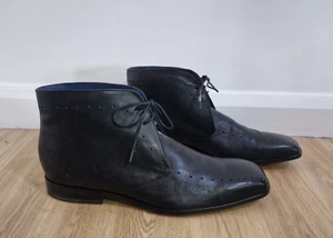 Ted Baker schwarze Stiefel Gr. UK 12 US 13 Square Toe Leder Schnürung Vintage - Bild 1 von 10