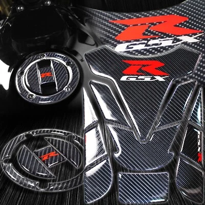 Genuine Carbon Fiber 11PCs Tank Pad+Gas Cap Cover 04-17 GSXR-600/750/1000/Busa - Image 1 of 4