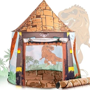 SULIFEEL Kids Foldable Pop Up Play Tent with Mat Dinosaur Playhouse Indoor Play - Picture 1 of 16