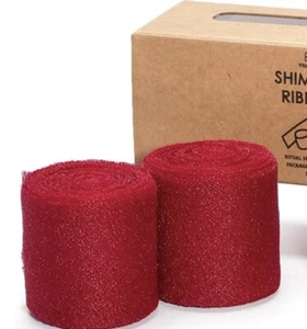 Vitalizart roter Tüll Neu 2 Rollen Schimmerband 1,5"" x 5 Meter - Bild 1 von 7