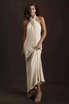 Anthropologie BHLDN Ruby Twist Halter Open Back Maxi Neutral sze 2 NWT $248 - Image 1 of 4
