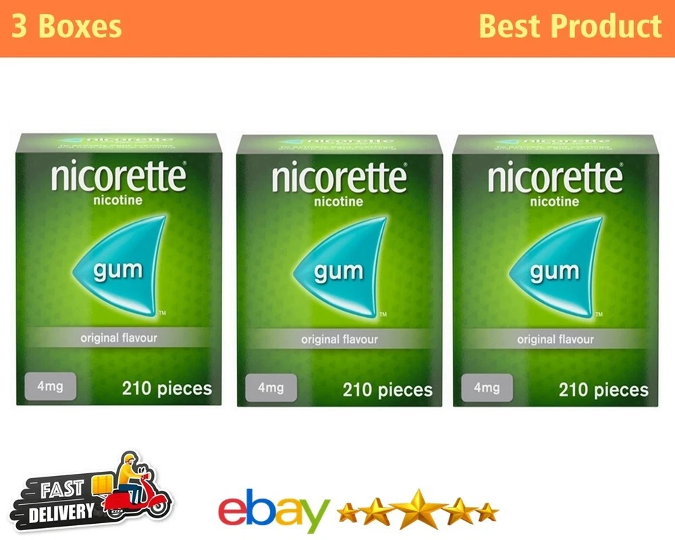 Nicorette Original Flavour Kaugummi 4mg (210 Stück) Ablauf 2027 3er Pack - Bild 1 von 1