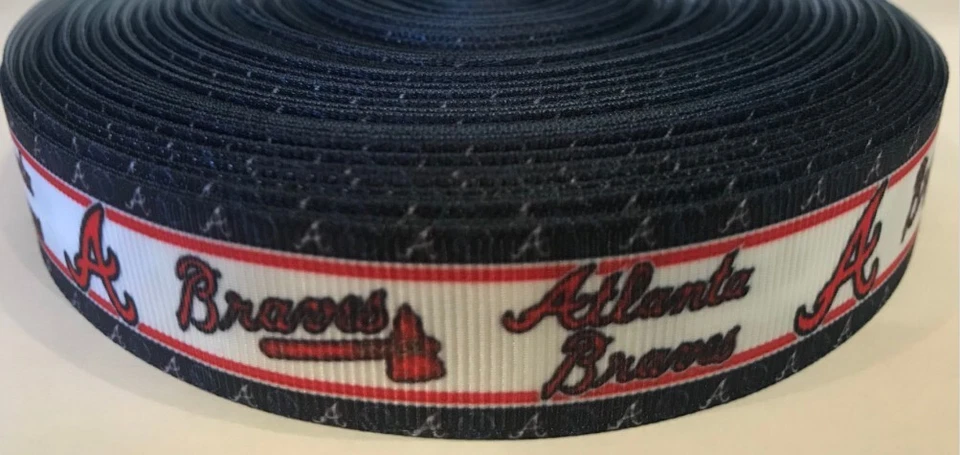 Braves Ribbon - 7/8" Grosgrain Ribbon - Baseball Ribbon - Atlanta Braves - Image 1 of 1