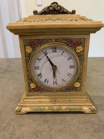 Vintage Hand Painted Mantel Clock With Analog Quartz Movement Cover