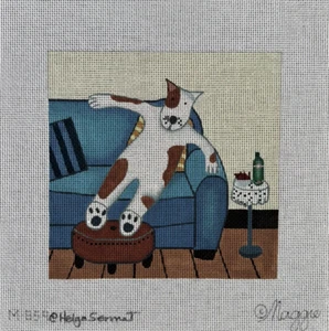Maggie & Co M-859 Pooped Puppy Helga Sermat 8x8 Handpainted Needlepoint Canvas - Picture 1 of 3