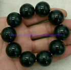 Huge 20mm Natural Black Agate Onyx Round Beads Elastic Bracelet 7.5'' No Clasp