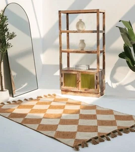 Custom Size Checkered Rug, Natural Jute Handmade Runner Christmas gift for home. - Imagen 1 de 16