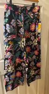 NWT C & C CALIFORNIA 100% Linen Wide Leg Tropical Floral Pants Pockets Sz M - Picture 1 of 7