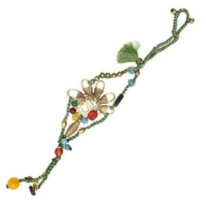Green Crochet and Multi Color Beaded Unique Bracelet ( 5194 ) - Picture 1 of 1
