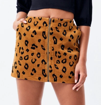 Falda de pana para mujer Obey Abbott leopardo talla 26 nueva con etiquetas Shepard Fairey Foto 1 de 4