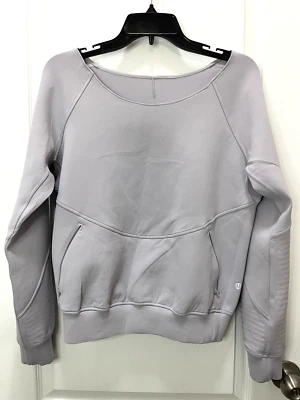 Pullover LuluLemon Manga Larga ~6/8 Med Gris Claro Púrpura Neopreno Cuello Abierto Foto 1 de 4
