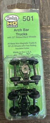 Kadee HO Scale #501 Arch Bar Trucks w/33" Ribbed Back Wheels 1 Pair NIP! - Image 1 of 3