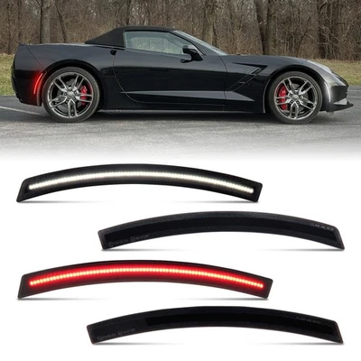 4x Parachoques delantero trasero LED luz de señalización lateral humo para Chevy Corvette C7 2014-2019 Foto 1 de 4