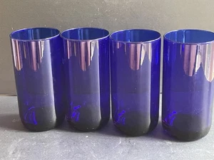 LIBBEY COBALT GLASS 14OZ FLARE TUMBLERS SET OF 4  (5 3/4" T) - Bild 1 von 4